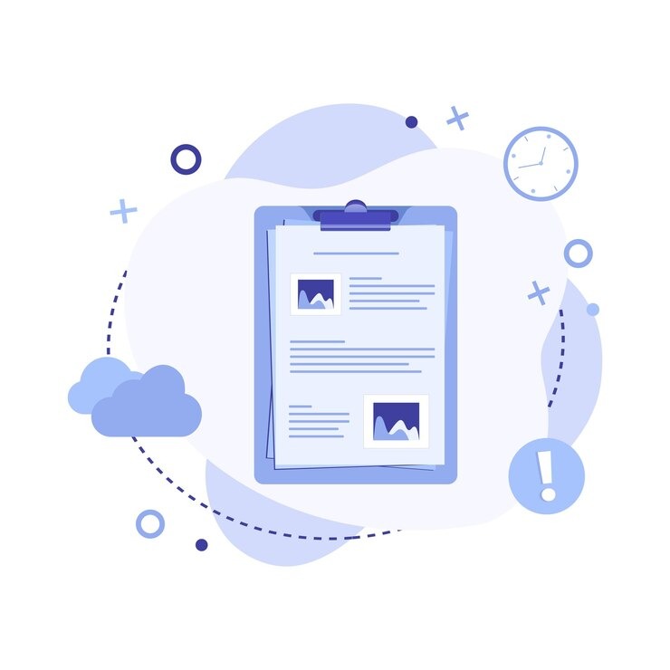 imgi 65 flat vector illustration clipboard with icons abstract background 668430 37