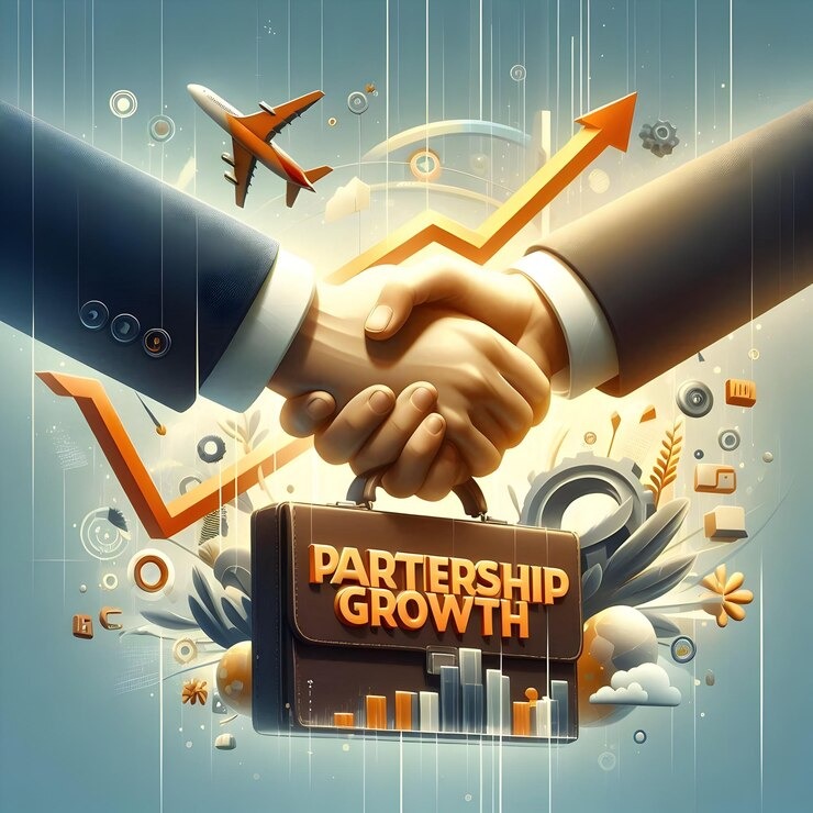 imgi 66 floating handshake briefcase with partnership growth text concept a